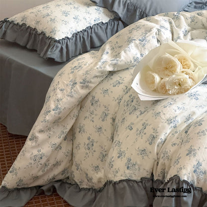 Cottage Inspired Ruffle Bedding Set / Soft Brown