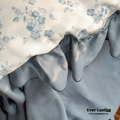 Cottage Inspired Ruffle Bedding Set / Soft Brown