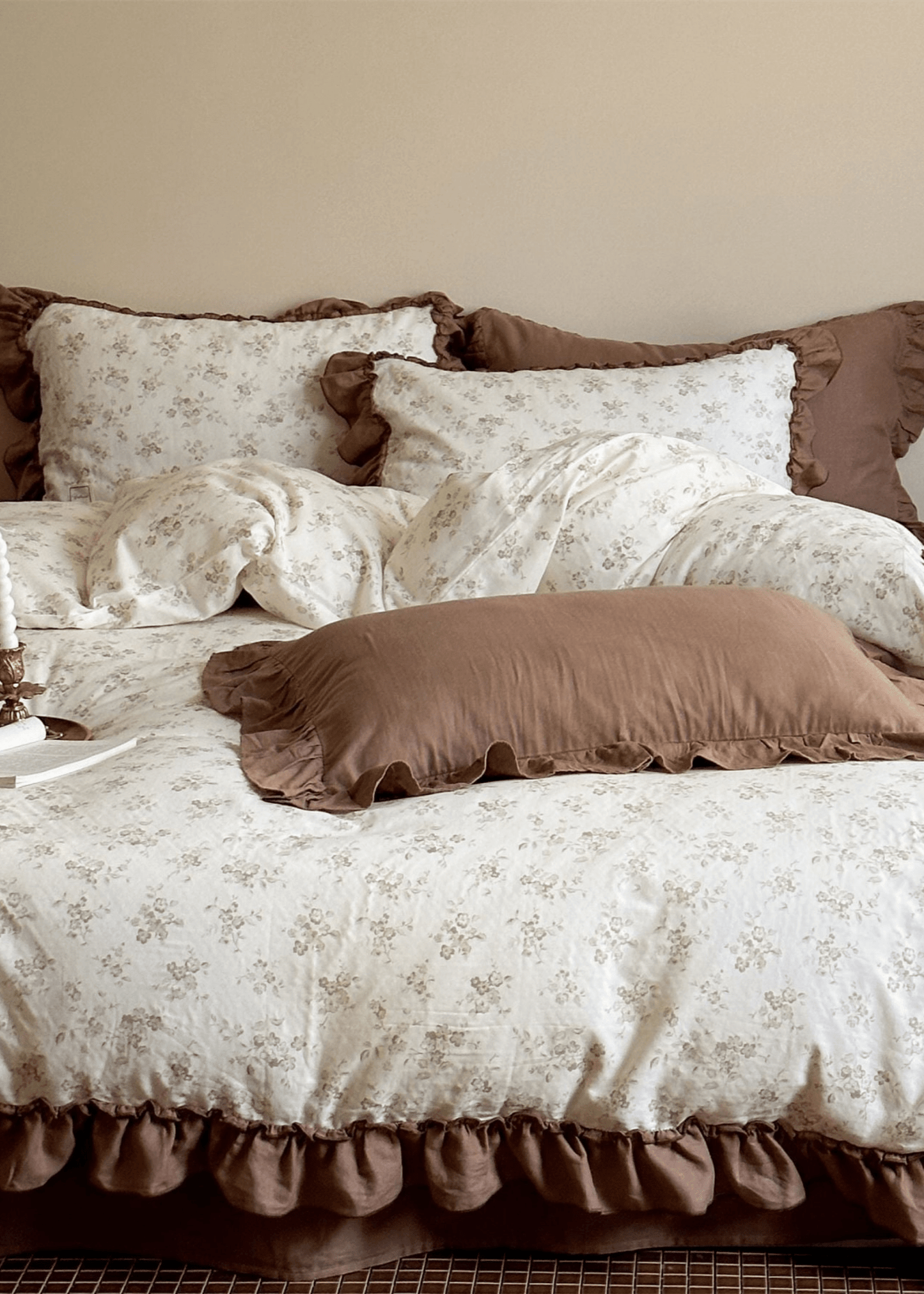 Cottage Inspired Ruffle Bedding Set / Ash Blue