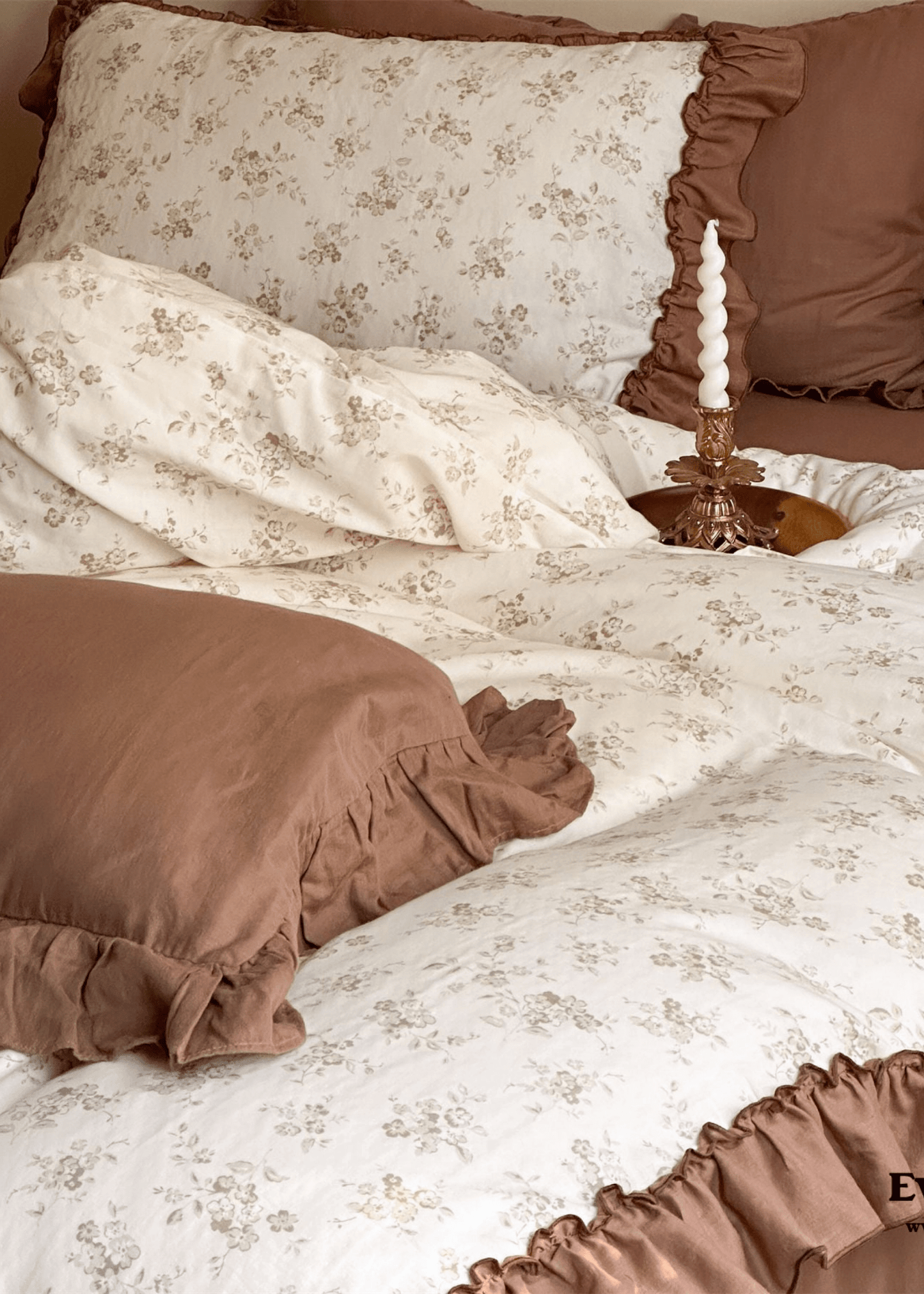 Cottage Inspired Ruffle Bedding Set / Soft Blue