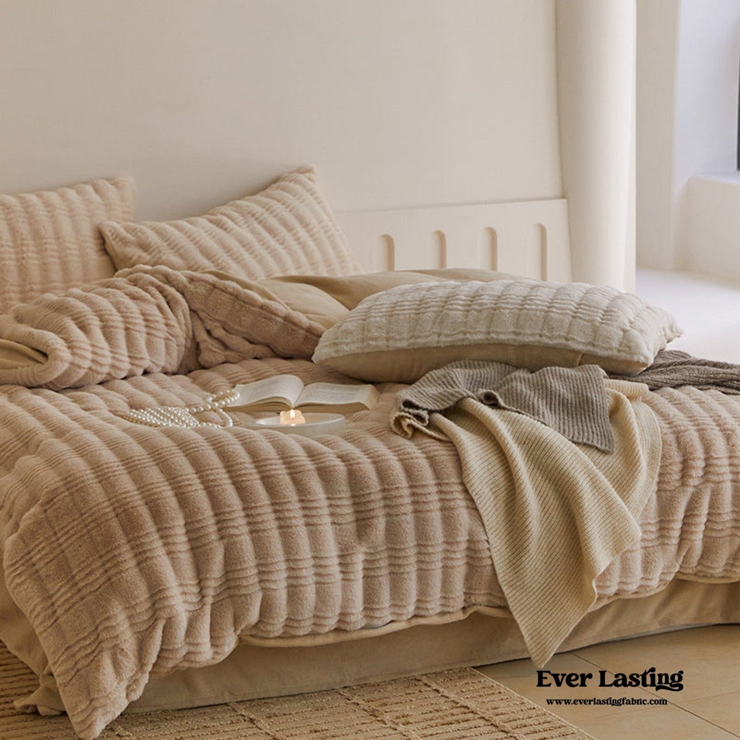 Cozy Earth Tone Milk Velvet Bedding Set / Pink