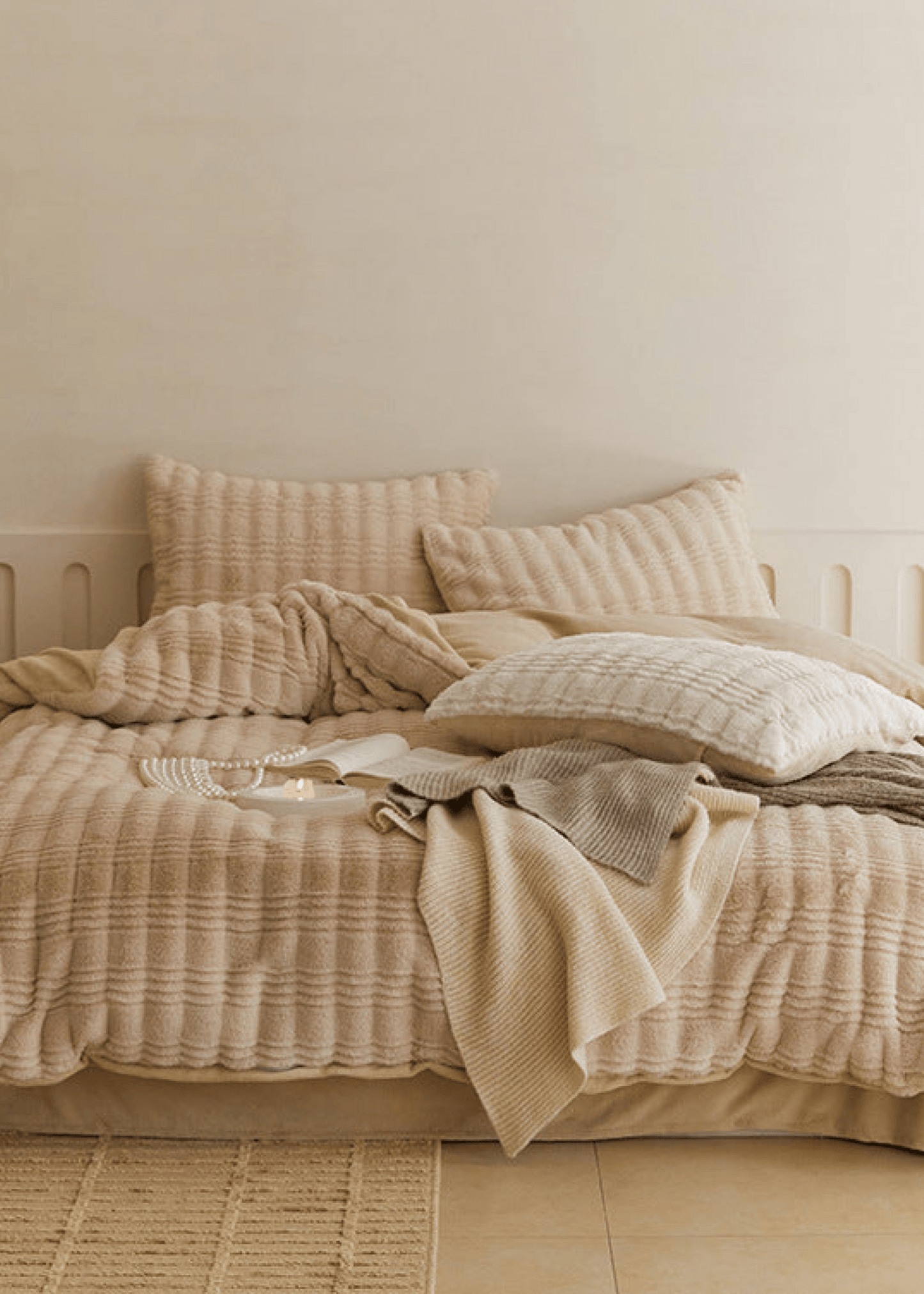 Cozy Earth Tone Milk Velvet Bedding Set / Pink