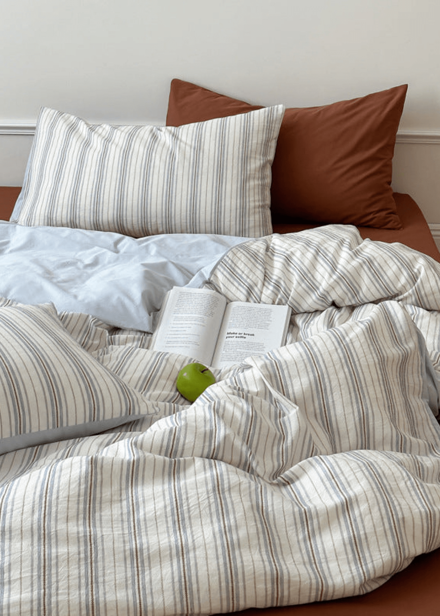 Cozy Pastel Striped Washed Cotton Pillowcases / Pink