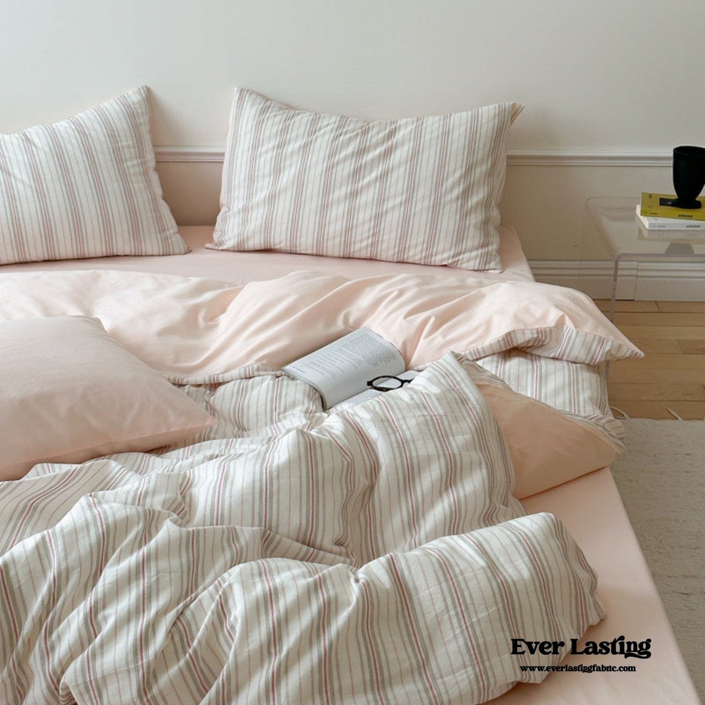 Cozy Pastel Striped Washed Cotton Bedding Set
