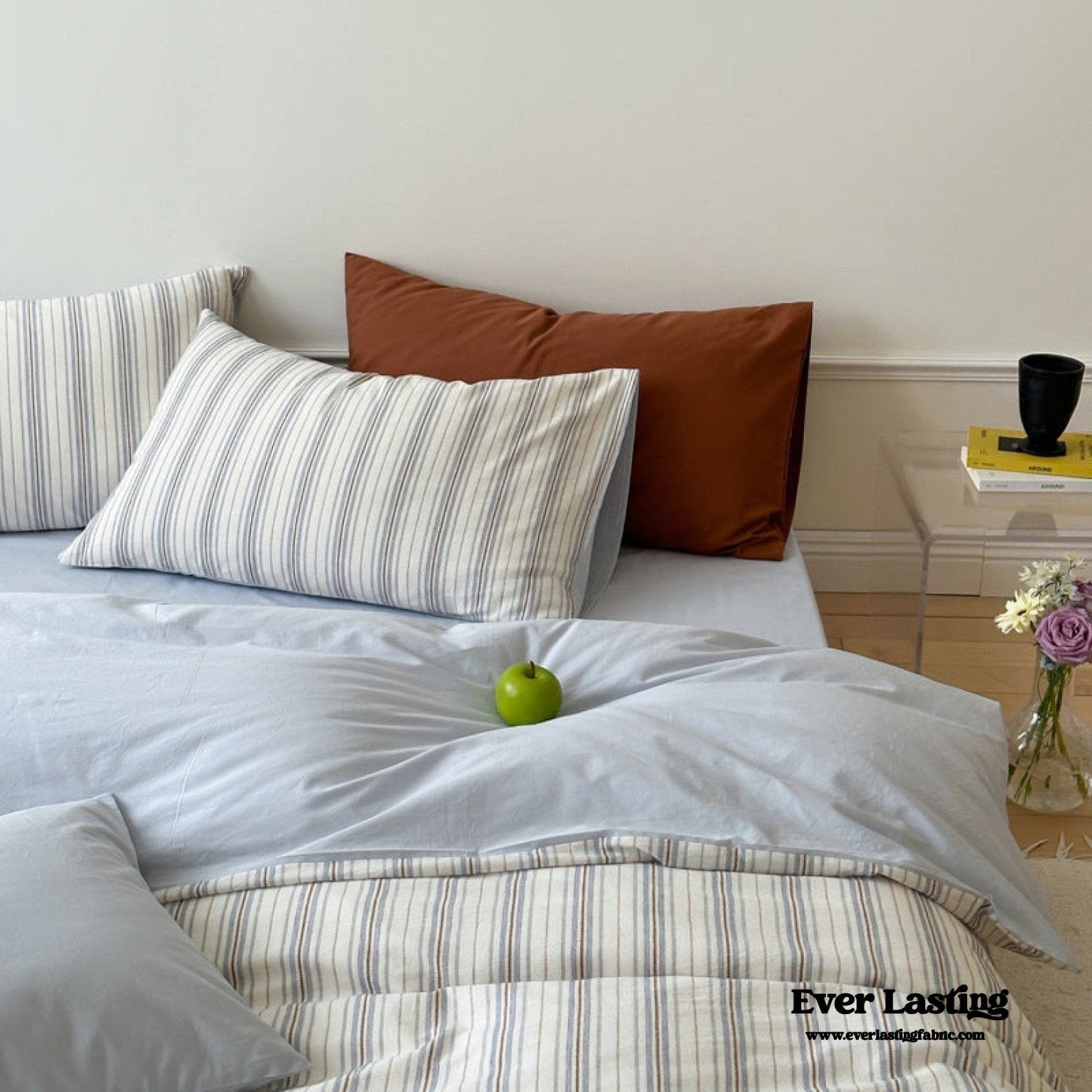 Cozy Pastel Striped Washed Cotton Bedding Set