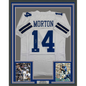 Framed Autographed/Signed Craig Morton 35x39 Dallas White Football Jersey JSA COA