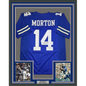 Framed Autographed/Signed Craig Morton 35x39 Dallas Blue Football Jersey JSA COA