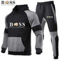 Cross-Border Men's Fleece Hooded Tracksuit Set | For Autumn & Winter - # BOAA13310007