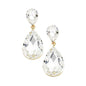 Women's Crystal Double Teardrop Evening Dangle Earrings