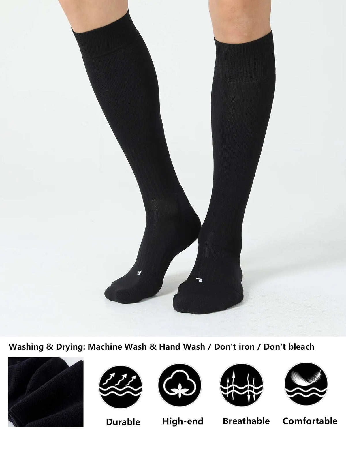 CS CELERSPORT 2/3 Pack Soccer Softball Baseball Socks for Youth Kids Adult Multi-Sport Compression Socks X-Small Black (2 Pack) - # BOAA11810003