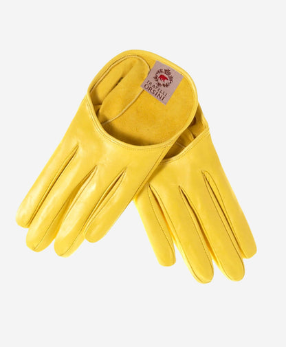 Ciandra (yellow) - Women's Short Italian Leather Gloves