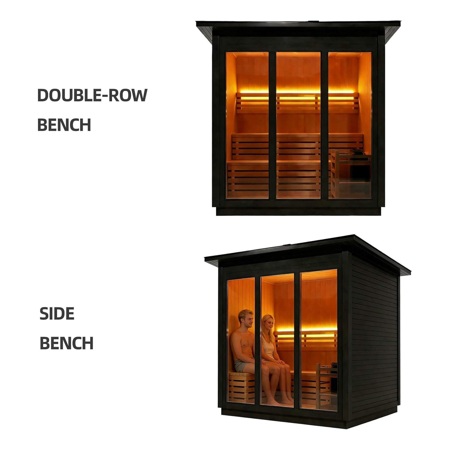 Custom 8-Person Luxury Canadian Red Cedar Outdoor Steam Sauna With Heater And Stones [Made-To-Order] (SAK13492)
