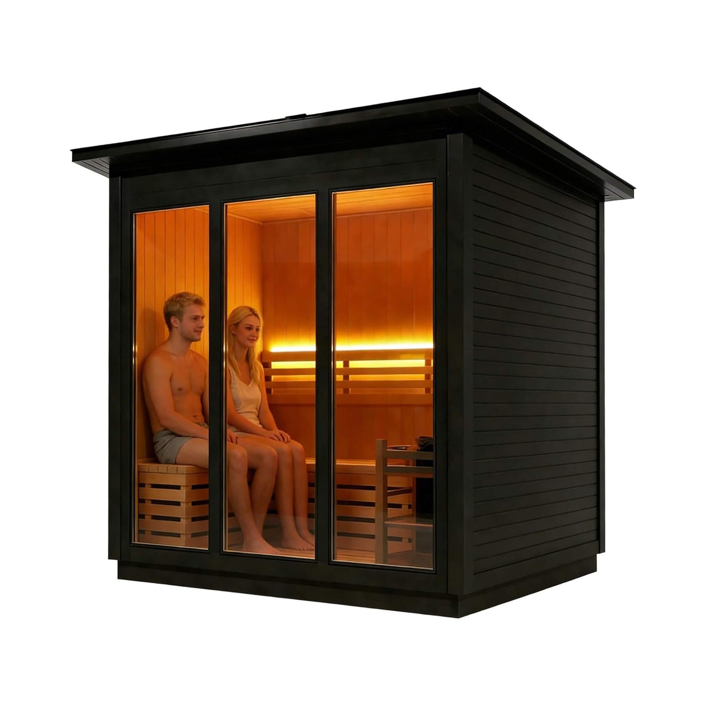 Custom 6-Person Luxury Spruce Outdoor Steam Sauna With Heater And Stones [Made-To-Order] (SAK20378)
