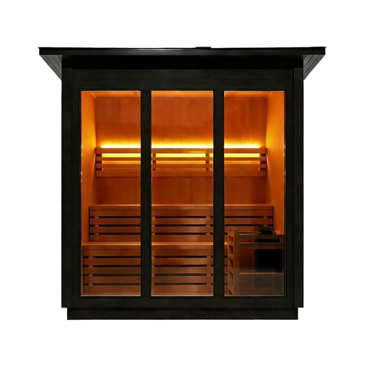 Custom 8-Person Luxury Spruce Outdoor Steam Sauna With Heater And Stones [Made-To-Order] (SAK51642)