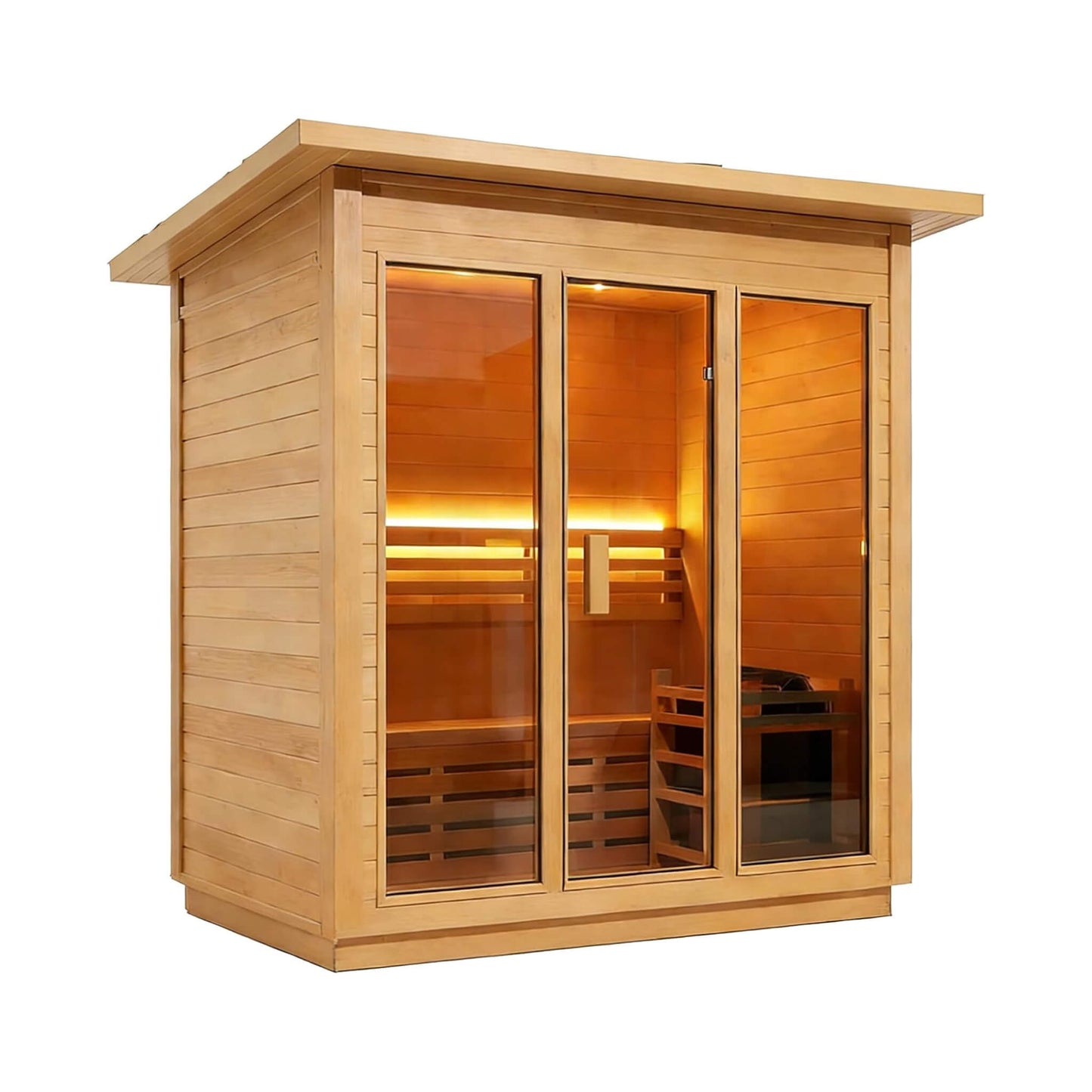 Custom 4-Person Luxury Canadian Hemlock Outdoor Steam Sauna With Heater And Stones [Made-To-Order] (SAK79406)