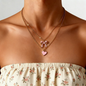 Sweet Pink Heart & Bow Layered Necklace