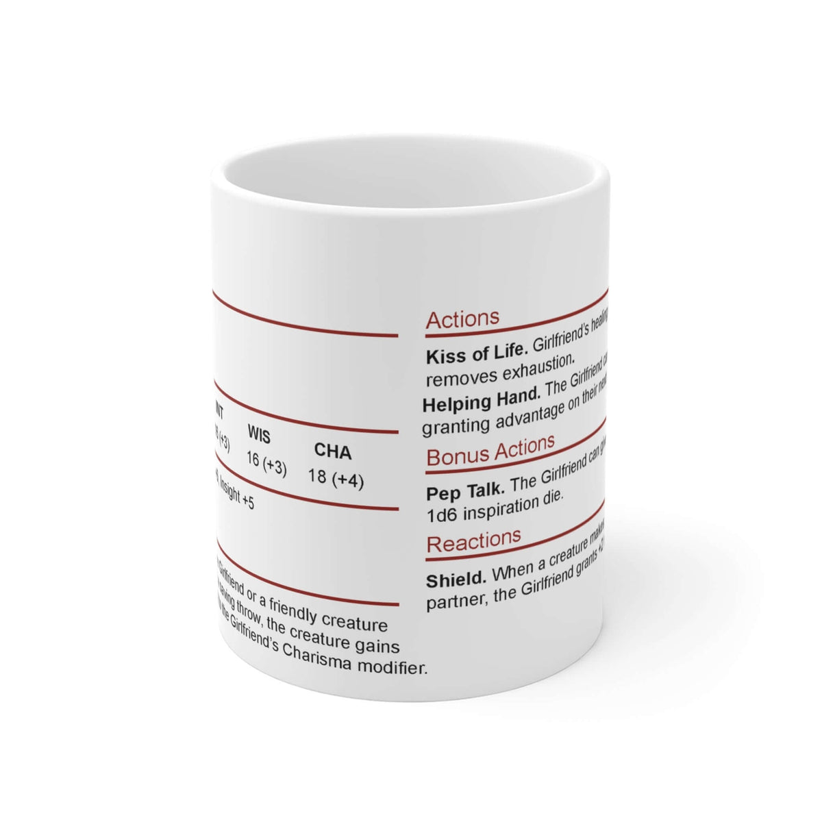 D&D Girlfriend Stat Block Mug