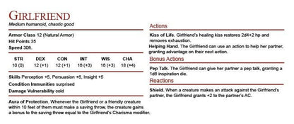 D&D Girlfriend Stat Block Mug
