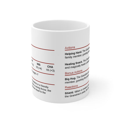D&D Grandma Stat Block Mug