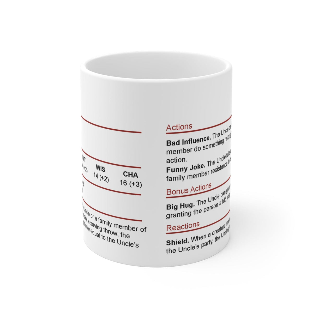 D&D Uncle Stat Block Mug Gift