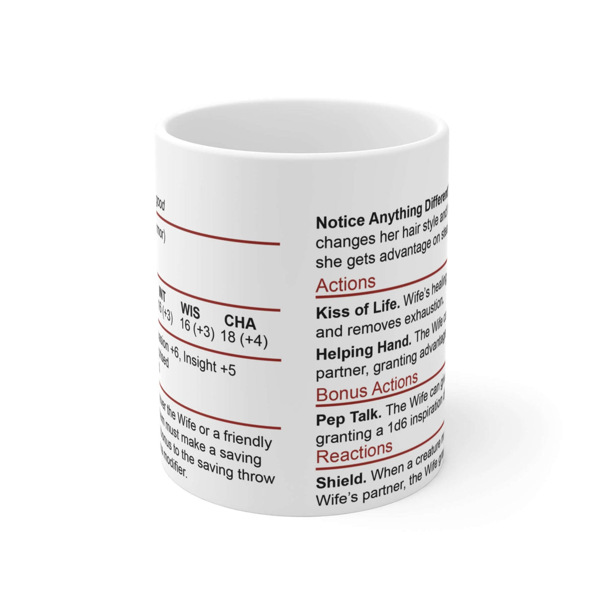 D&D Wife Stat Block Mug