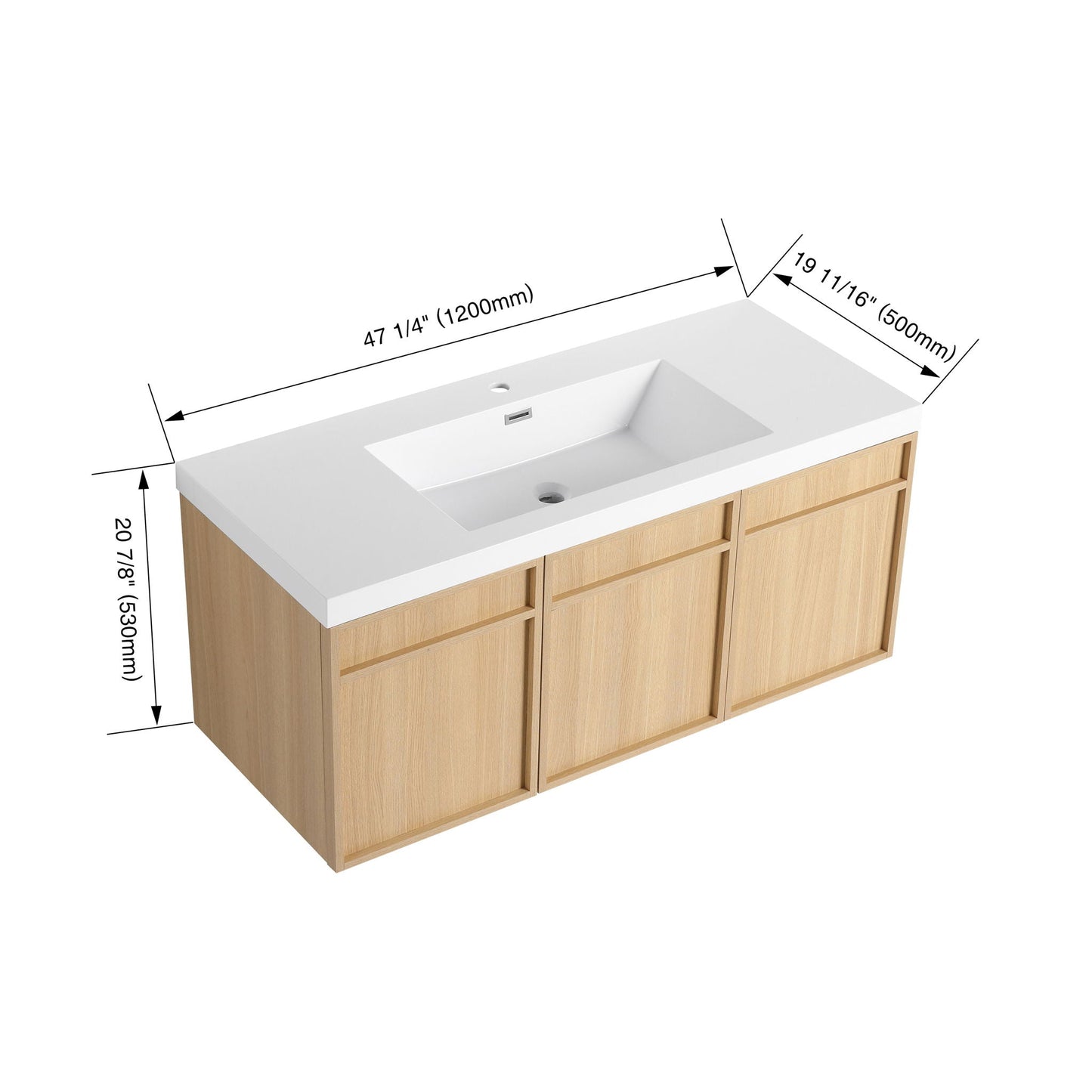 Wall-Mounted Bathroom Vanity With Resin Sink And Soft Closing Doors