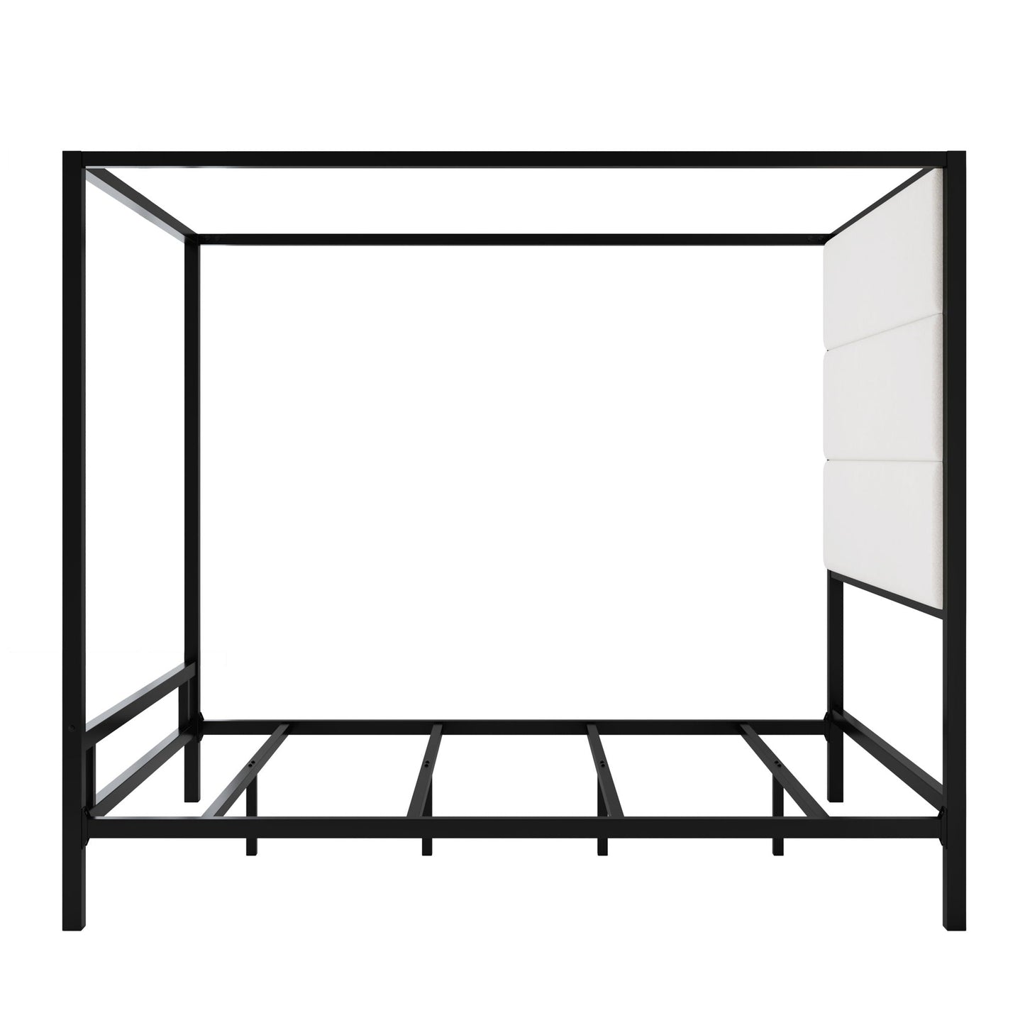 Canopy Bed With Tall Upholstered Headboard, 4 Poster Frame