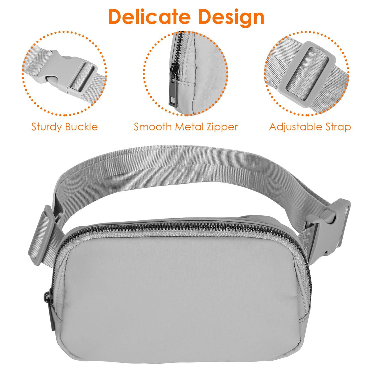 Sport Fanny Pack Unisex Waist Pouch Belt Bag Purse Chest Bag for Outdoor Sport Travel Beach Concerts Travel 20.86in-35.03in Waist Circumference with A