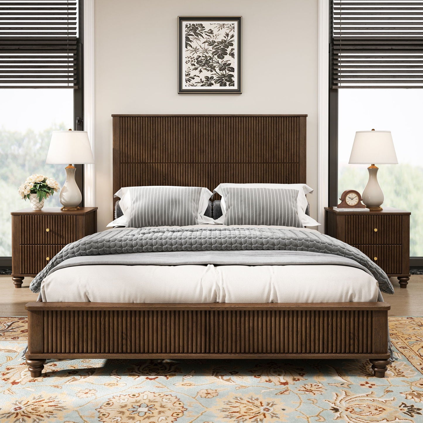 3 Piece Bedroom Set With Bed And 2 Nightstands