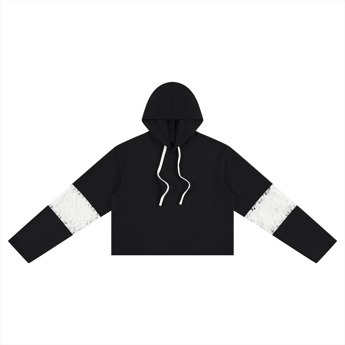 Loki & Ivy Women’s Cropped Lace-Panel Hoodie