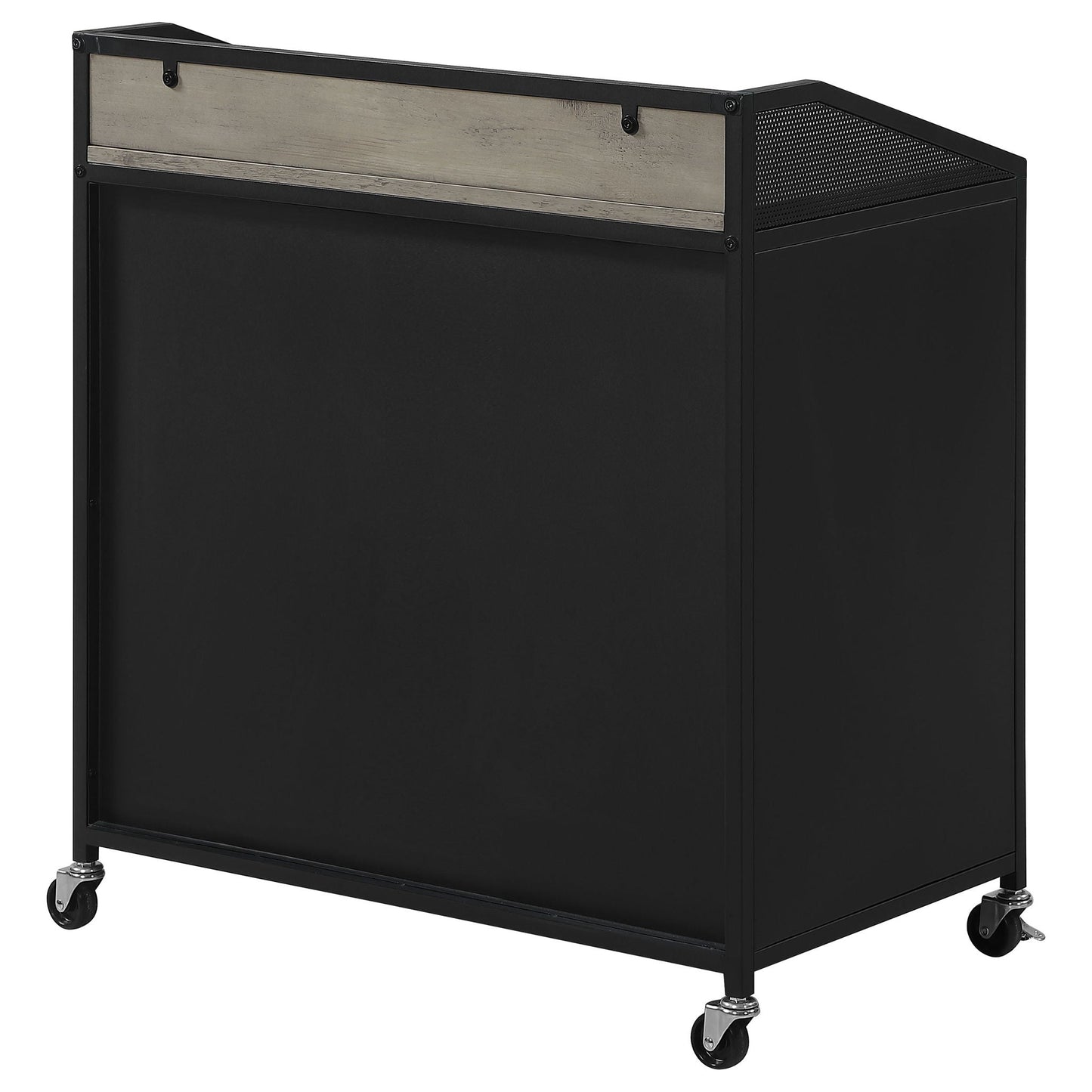 Arlette - 2 Door Mobile Home Bar Wine Cabinet With Smooth Rolling Casters - Black