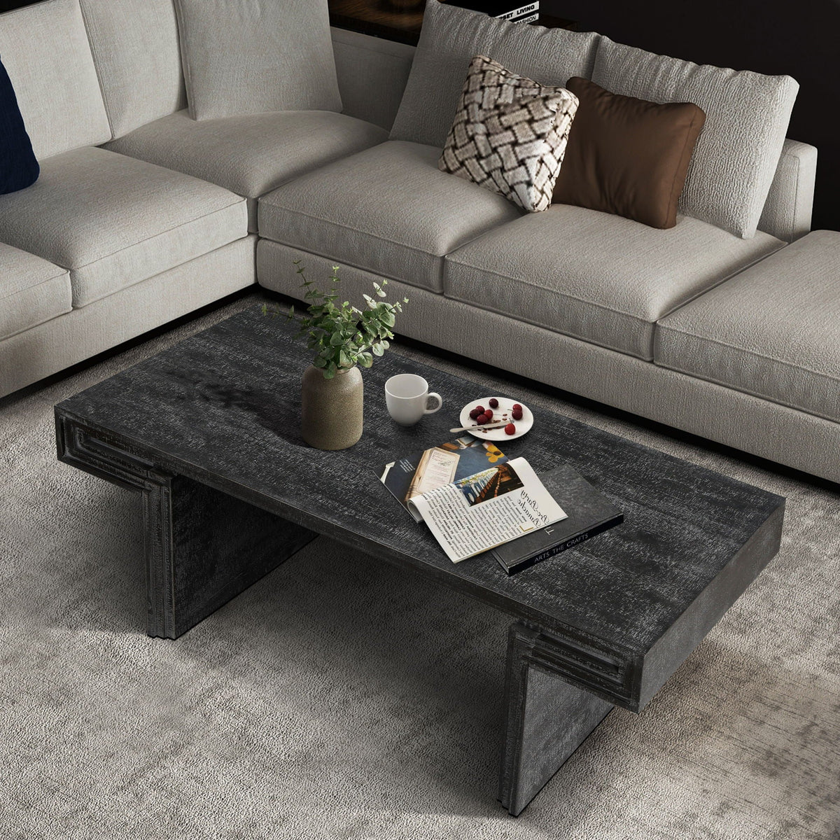 American Vintage Industrial Coffee Table, Double Tier Design