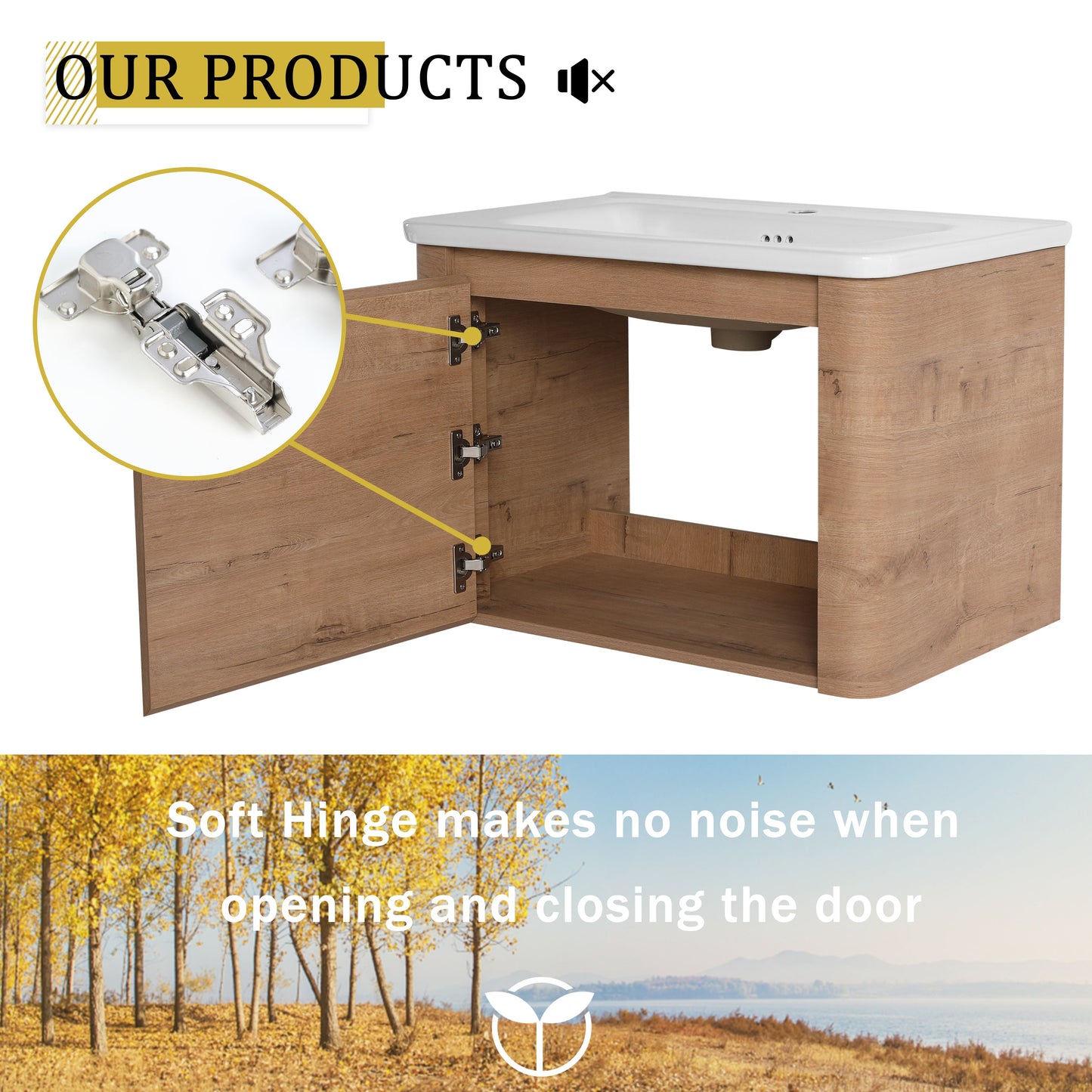 28'' Wall-Mounted Bathroom Vanity with Ceramic Sink