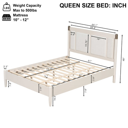 Solid Wood Queen Bed - Heavy Duty Support