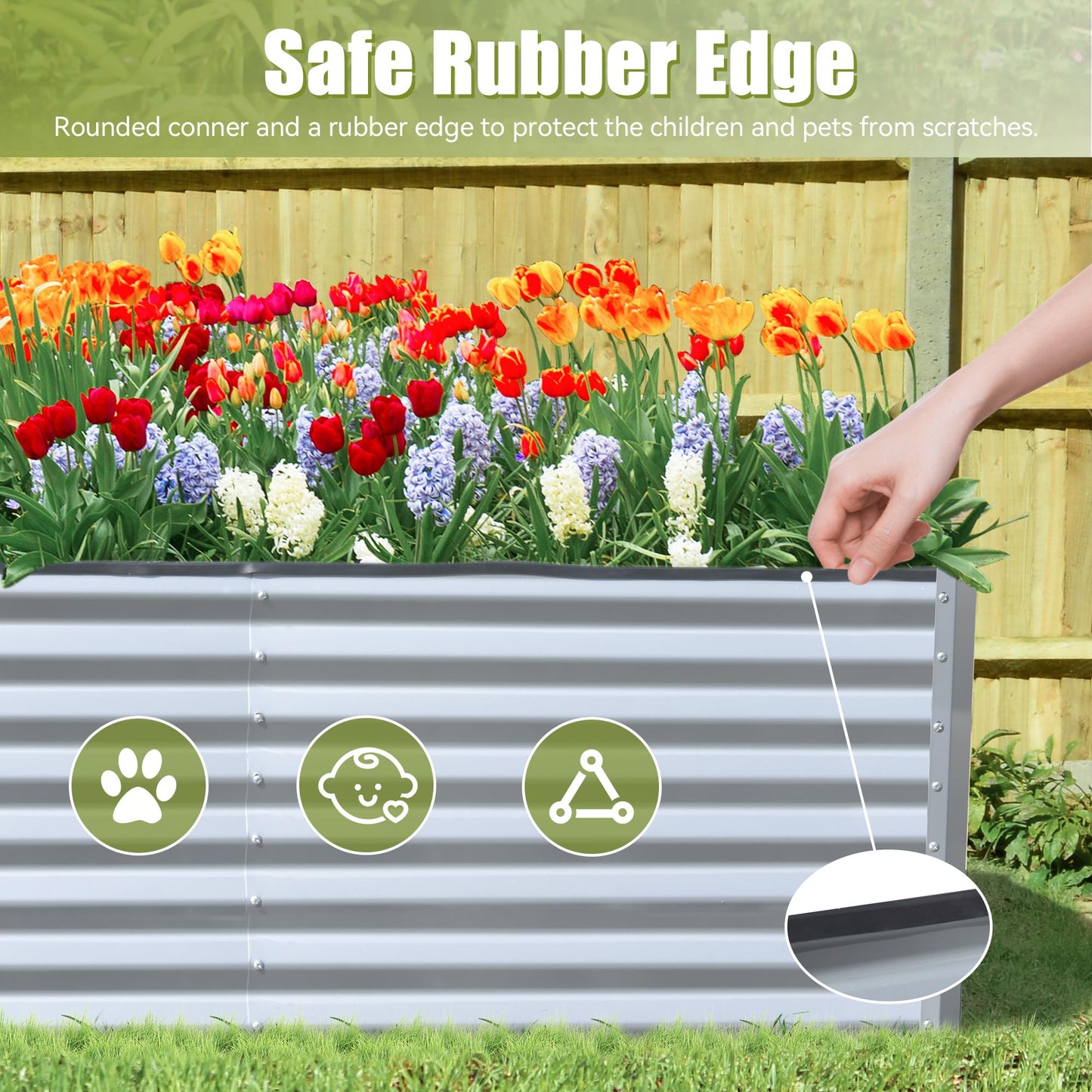 6x3x2ft Galvanized Raised Garden Bed