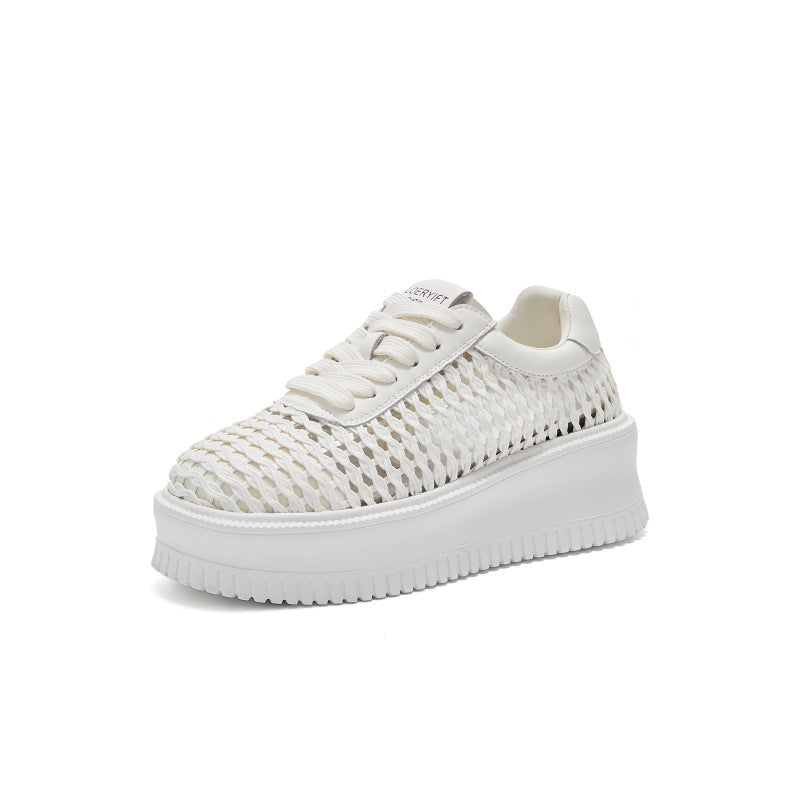 Womens Fashionable Casual Hollow-Weave Shoes With Thick Soles