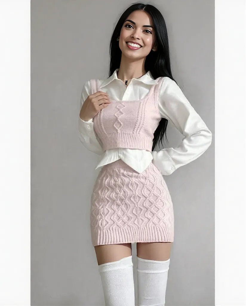New pink  Dress Sweater dress for teenage girl