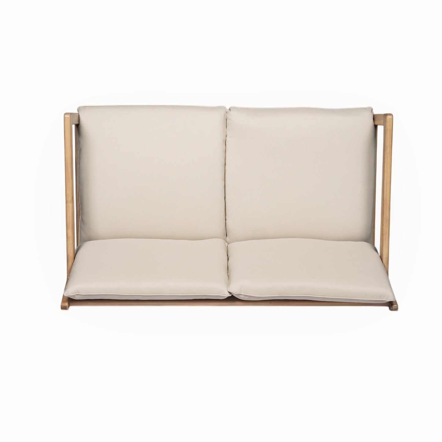 Outdoor Acacia Wood Loveseat with Coffee Table, Light Teak Frame