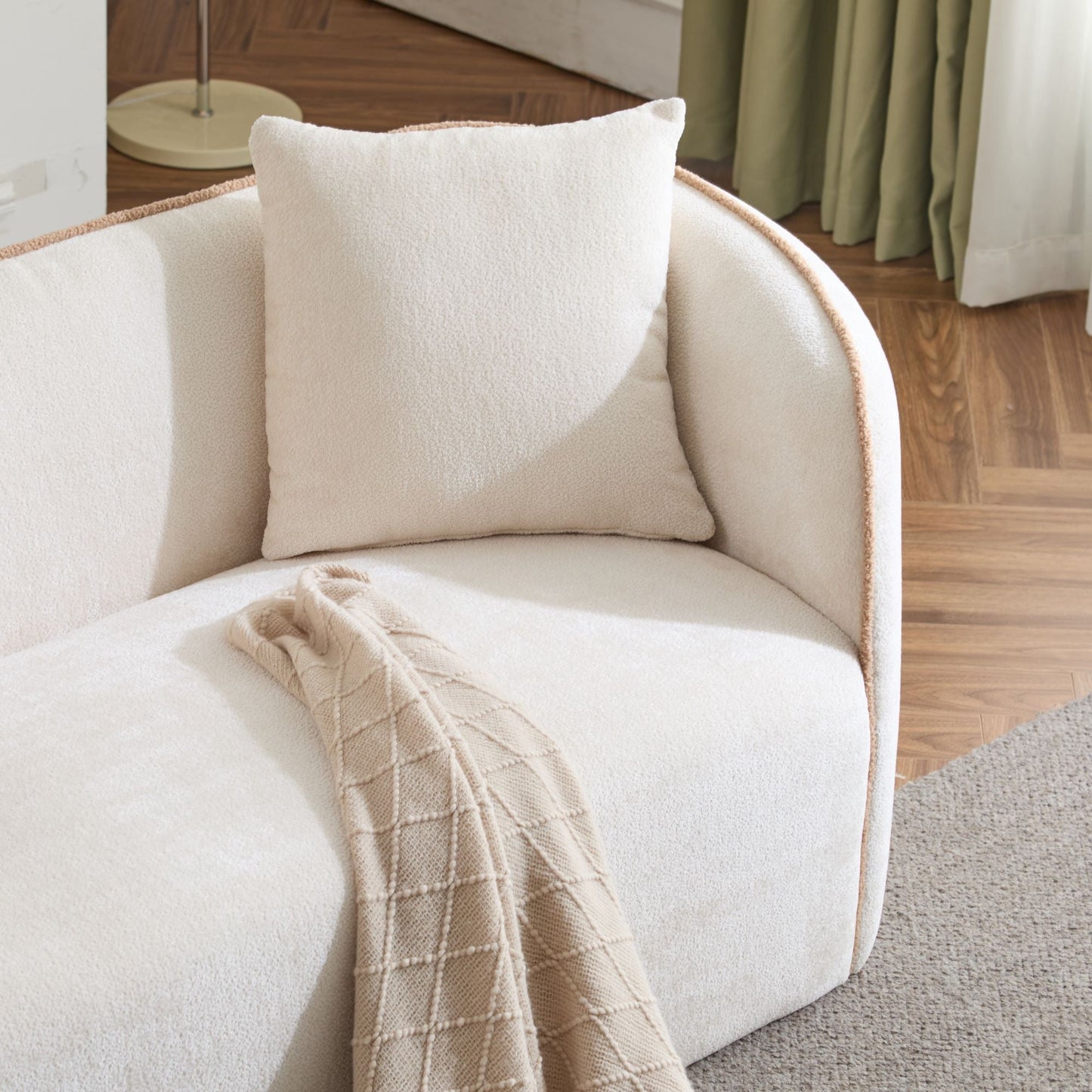 Coral 82" Curved Boucle Sofa, 3-Seater