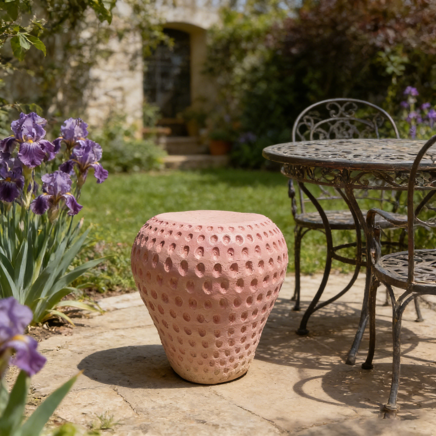 Strawberry Fruit Stool, 13.4" Oversized Resin Stool and Side Table