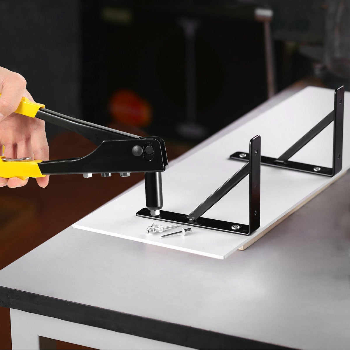 Hand Riveter Pop Rivet Gun 9.5inches Heavy Duty 4 Different Nozzles 1 Wrench Included Riveting Tool