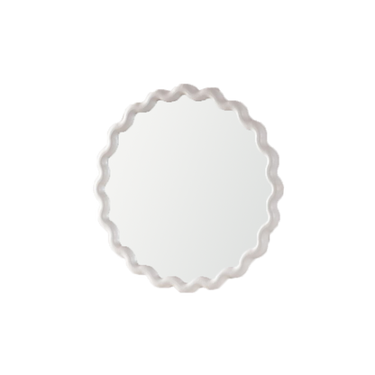 White Scalloped Round Wall Mirror