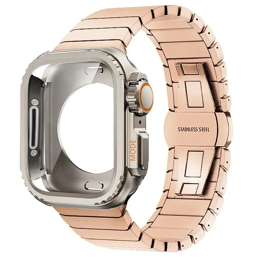 One-piece Butterfly-clasp Stainless Steel Metal Watch Strap