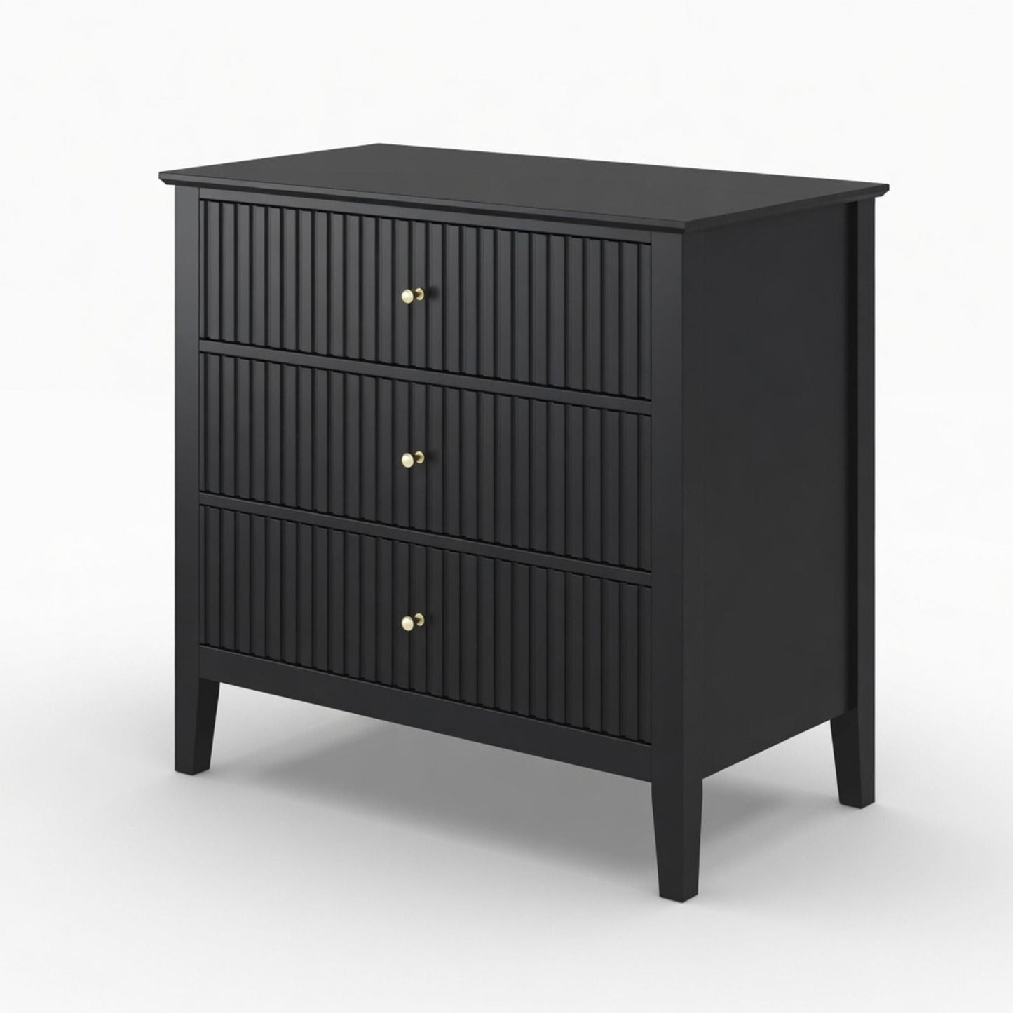 Fluted 3 Drawer Nightstand With Soft Close Slides