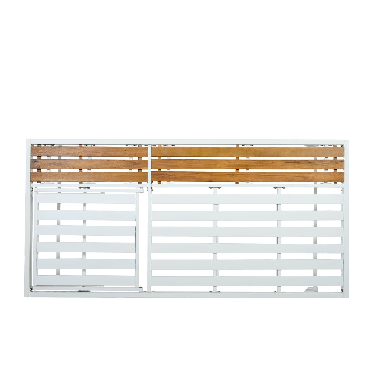 White Iron + Teak Finish Chaise Lounge Frame