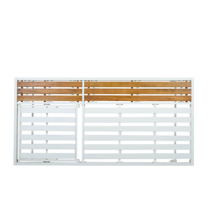 White Iron + Teak Finish Chaise Lounge Frame
