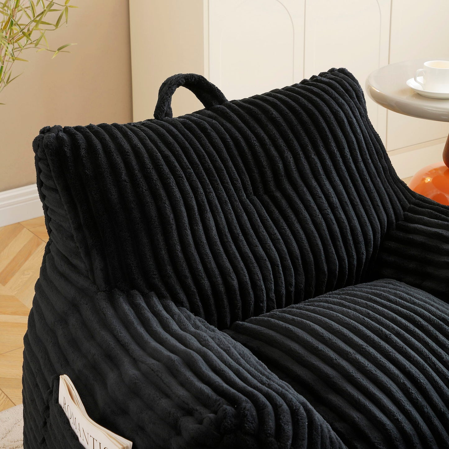 Giant Bean Bag Chair With Armrests And Footstool