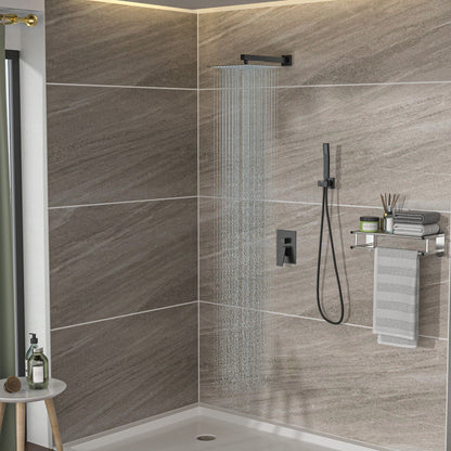 Dual Shower Head System With 12" Square Rain Shower And Rough In Valve