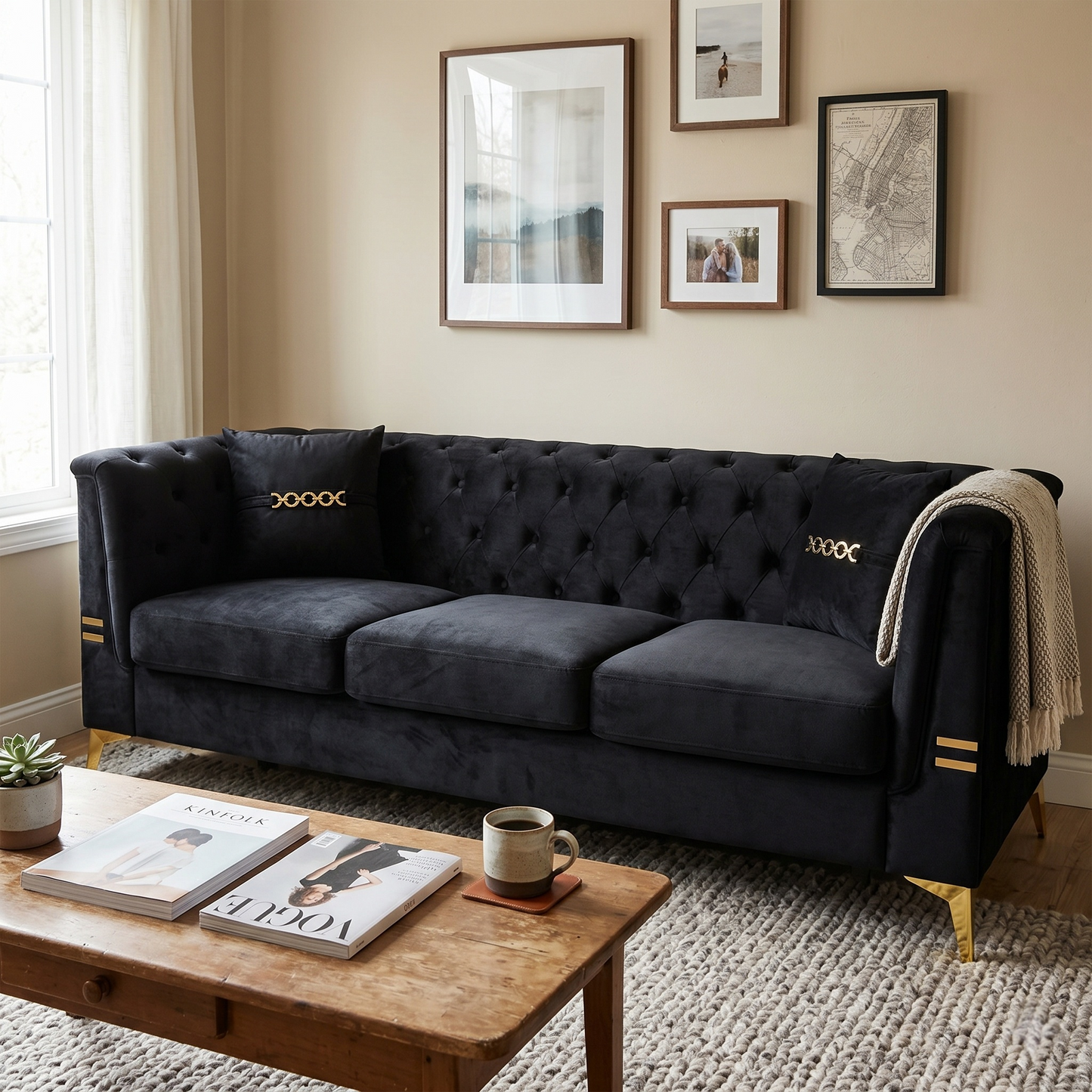 FX-P83-BK4 Sofa with 2 Pillows