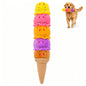 Squeaky Dog Plush Chew Toy, Interactive Tug Squeaky Toy For Chewers, Medium & Large Dogs & Fetch Play, 17.7 In Stuffed Rainbow Ice Cream Toy With Soft Short Plush For Gentle Gum Care & Boredom Relief